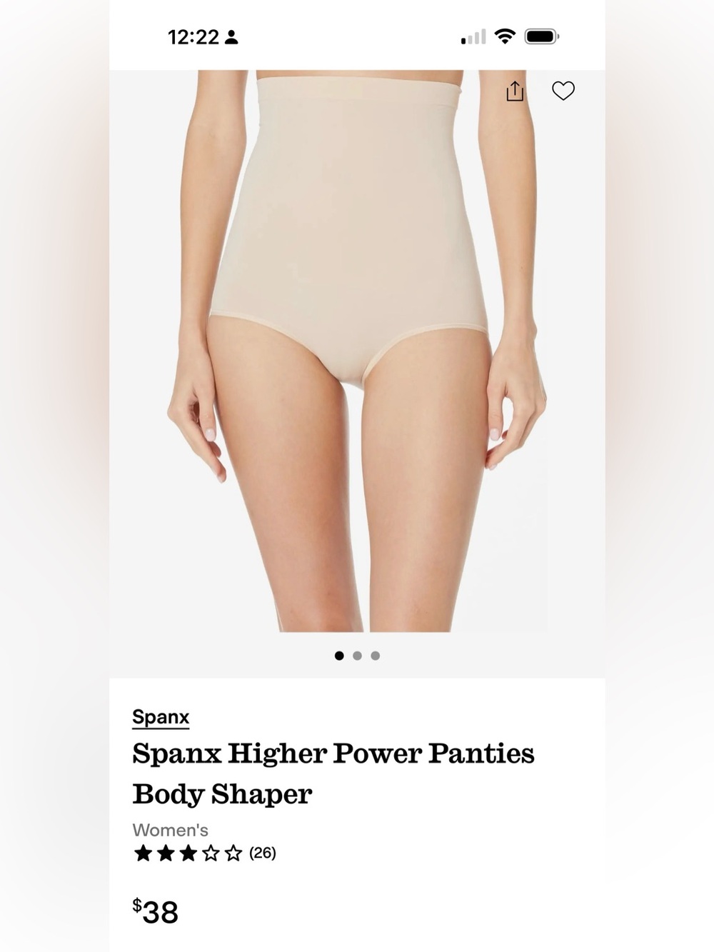 SPANX Higher Power Panties in Nude. 1X soft Nude
